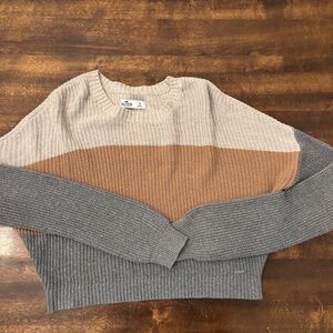 Hollister Crop Sweater, Brown/Tan/Gray, Small